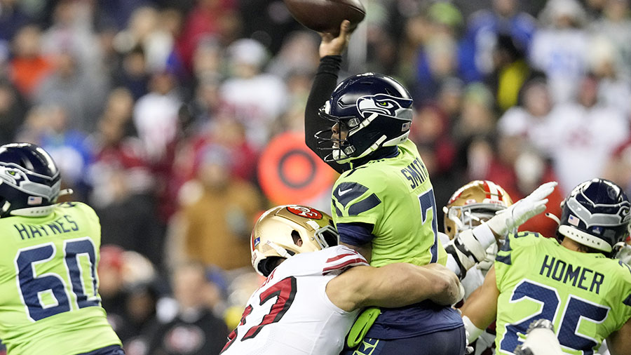 Seahawks 49ers Nick Bosa Geno Smith...