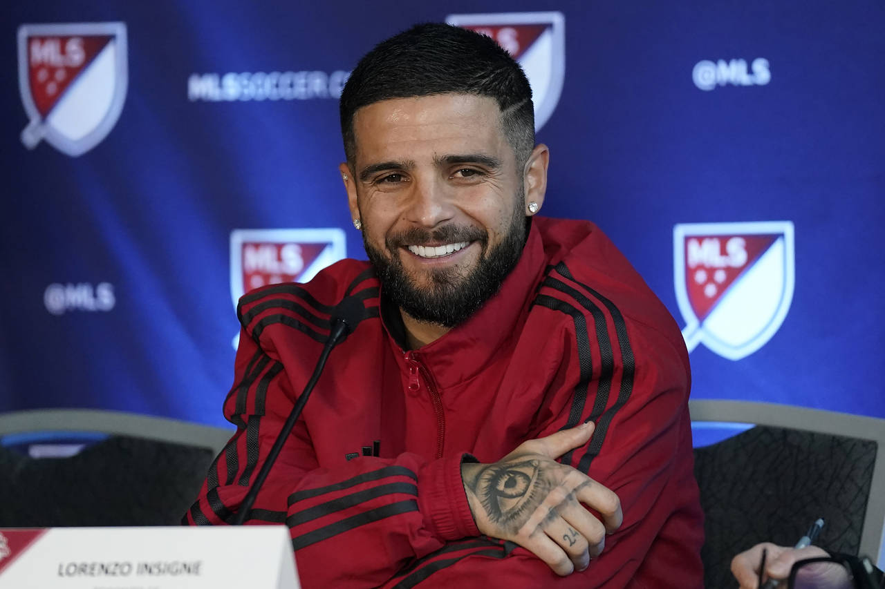 Toronto FC's Lorenzo Insigne speaks during MLS soccer media day in San Jose, Calif., Tuesday, Jan. ...