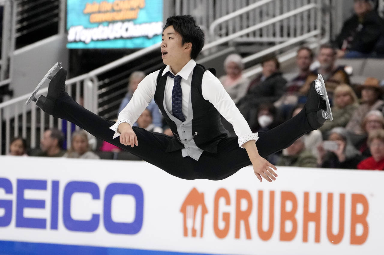 Tomoki Hiwatashi performs during the men's free skate at the U.S. figure skating championships in S...
