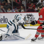 Karlsson gets franchise record as Sharks beat Blackhawks 5-2
