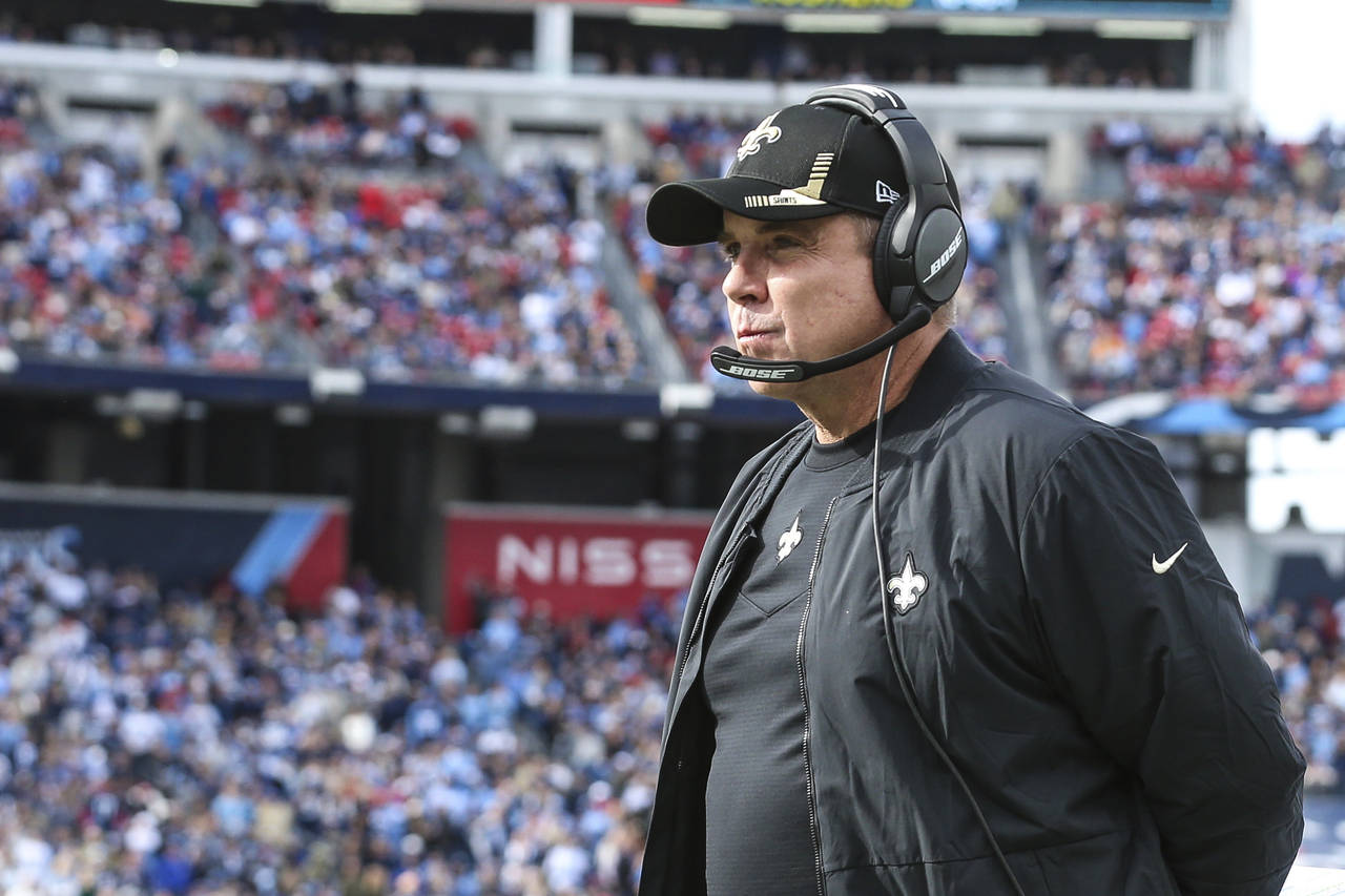 FILE - New Orleans Saints head coach Sean Payton watches a play during an NFL football game against...