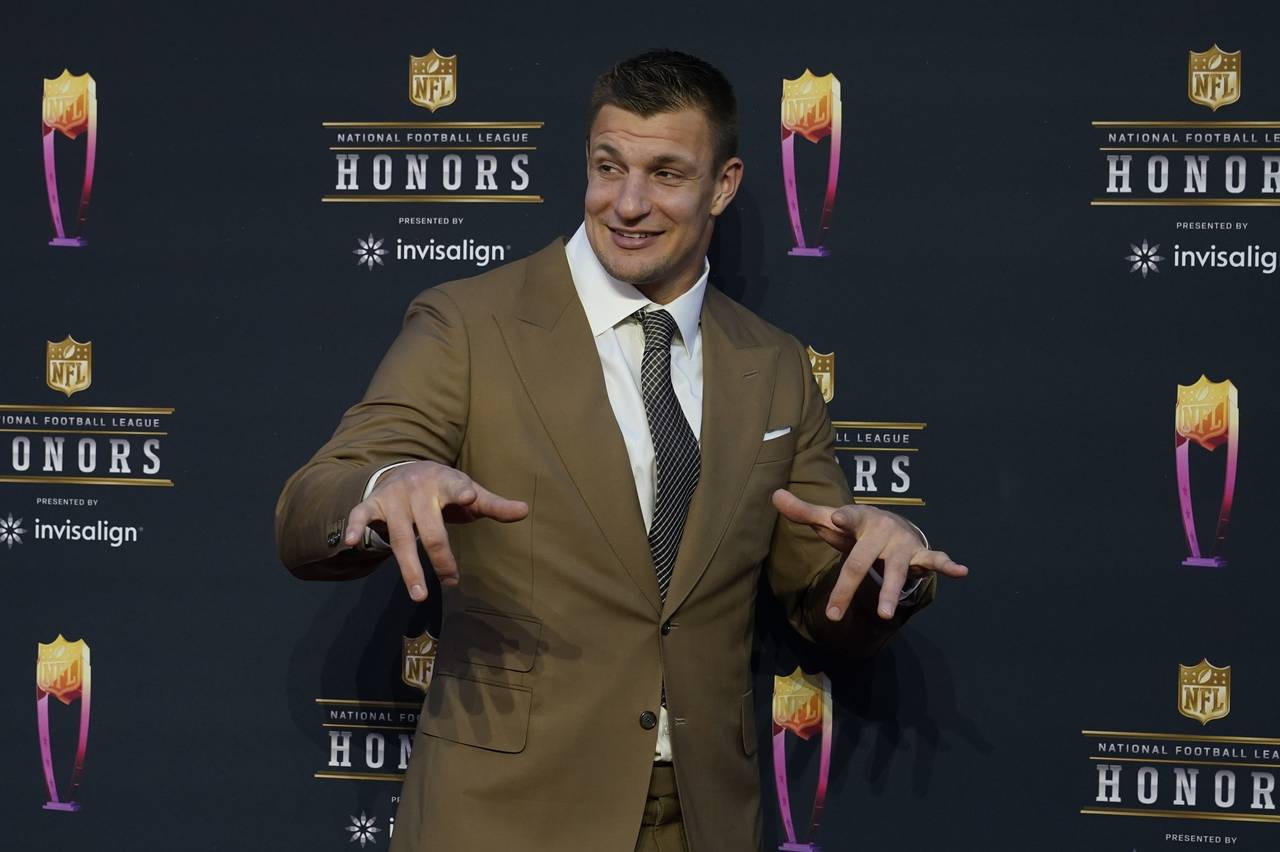 FILE - Rob Gronkowski arrives for the NFL Honors show Thursday, Feb. 10, 2022, in Inglewood, Calif....