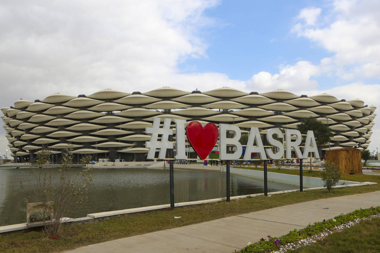 A newly built stadium that will host Arab Gulf Cup is see in Basra, Thursday, Jan. 5, 2023. The 25t...