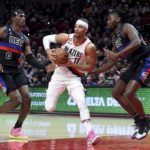 Grant scores 36, Blazers rout Pistons in Payton's debut