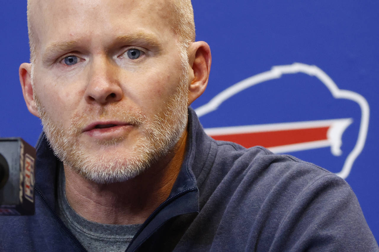 Buffalo Bills head coach Sean McDermott speaks with the media, Thursday Jan. 5, 2023, in Orchard Pa...