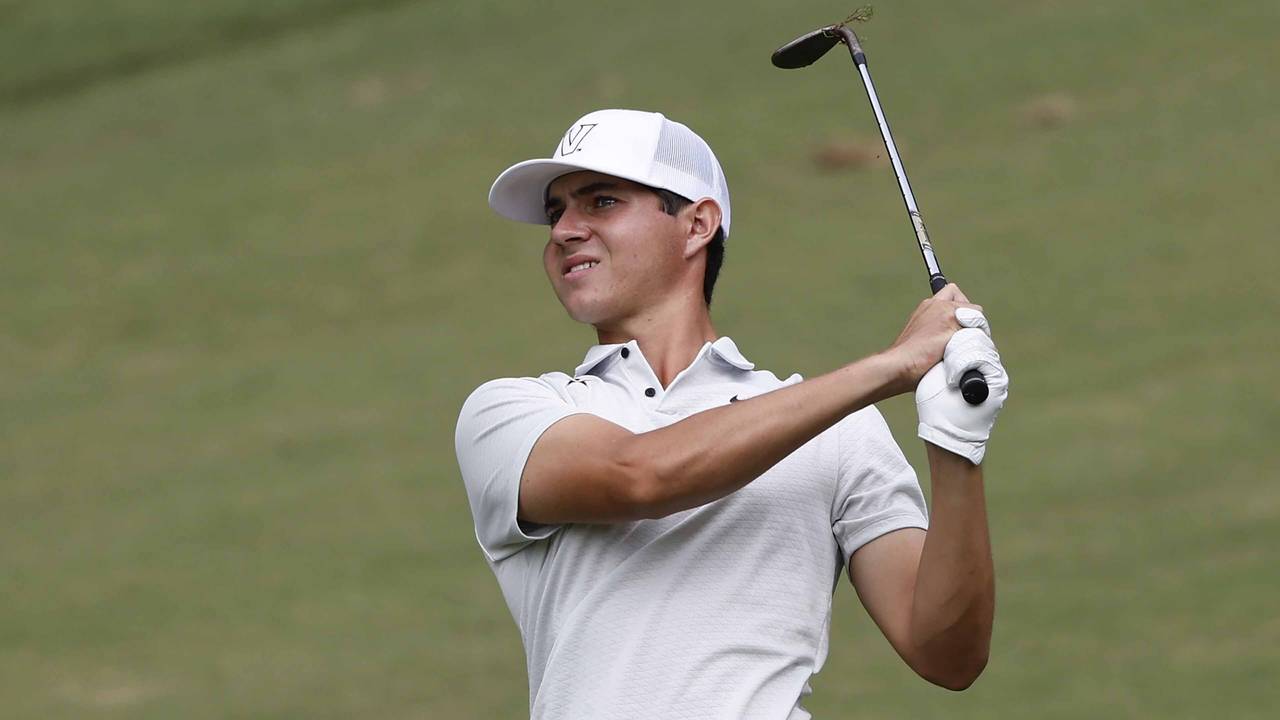 FILE - Vanderbilt's Gordon Sargent hits a chip shot during an NCAA college golf tournament on Sunda...
