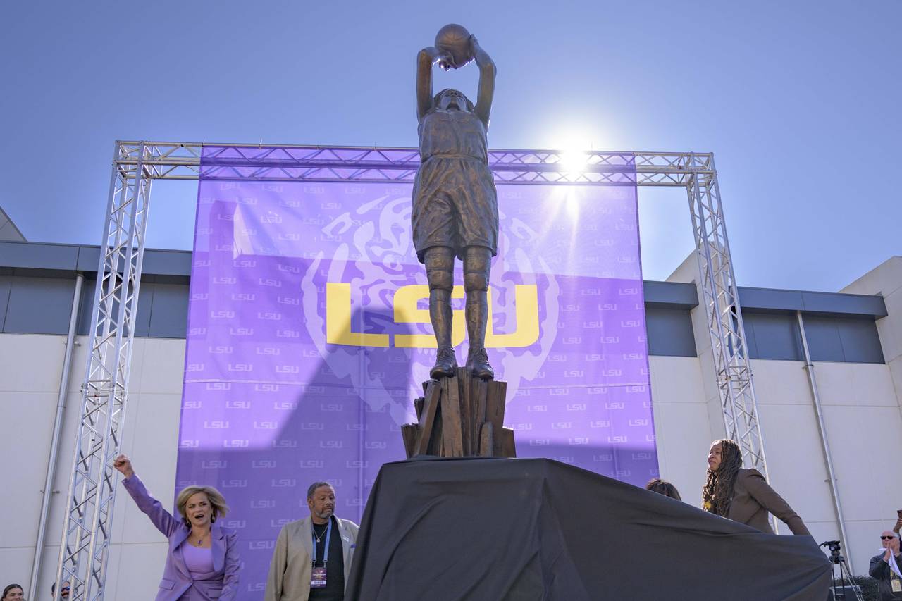 Seimone Augustus, right, a former LSU player who lead her team to multiple final fours and a Minnes...