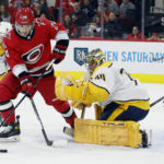 Saros stops record 64 shots as Predators beat Hurricanes