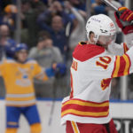Thomas scores in OT, Blues rally past Flames 4-3