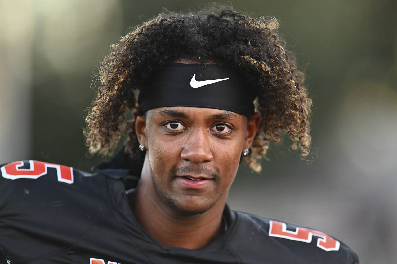 FILE - Pittsburg quarterback Jaden Rashada warms up before the start of their game against McClymon...