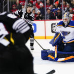 Binnington makes 36 saves, Blues edge Devils 5-3