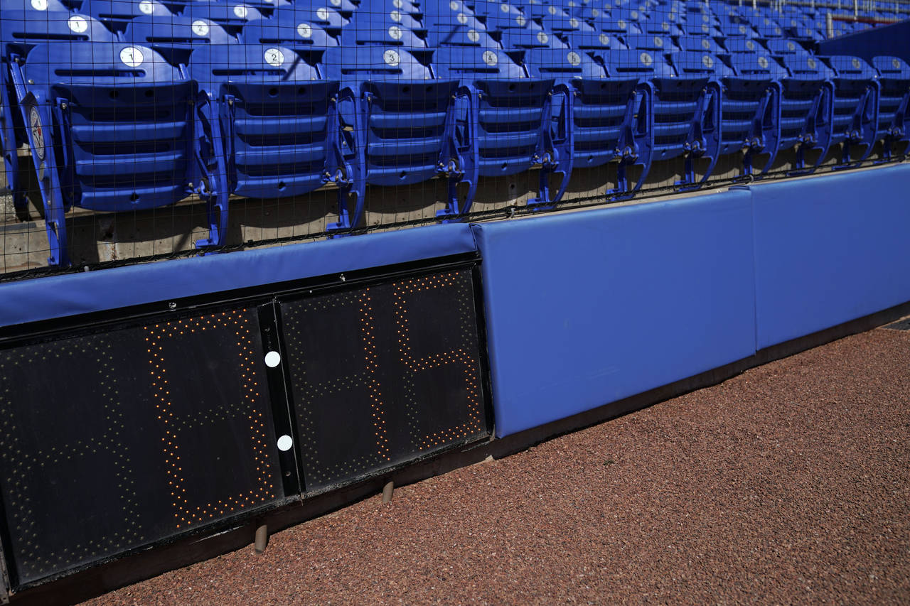 The new pitch clock is set to 15 seconds as part of the new rule changes for the 2023 season on Wed...