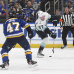 Geekie ends drought with 2 goals, Kraken beat Blues 5-3