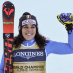 Brignone wins worlds combined race after Shiffrin straddles