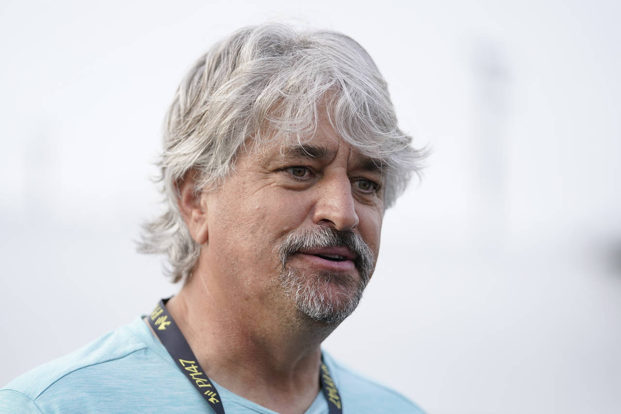 FILE - Steven Asmussen, trainer for Preakness entrant Epicenter, the runner up in the Kentucky Derb...