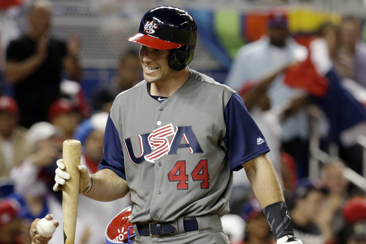 FILE - United States' Paul Goldschmidt (44) walks off after striking out during a first-round game ...