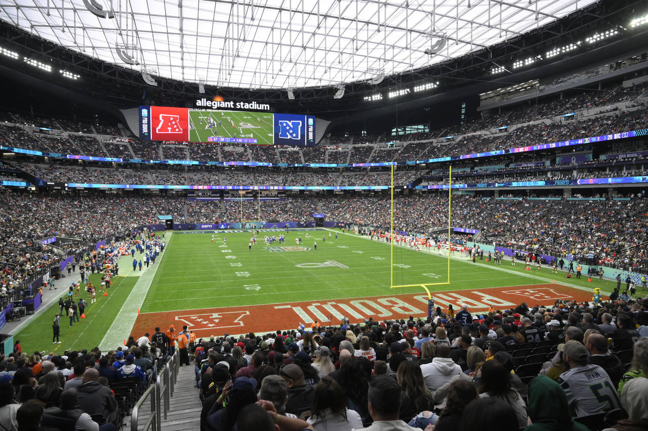 FILE - Allegiant Stadium is shown during the second half of the Pro Bowl NFL football game between ...
