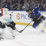 Geekie ends drought with 2 goals, Kraken beat Blues 5-3