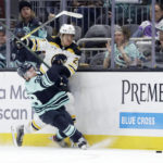 DeBrusk scores late in 3rd period, Bruins edge Kraken 6-5