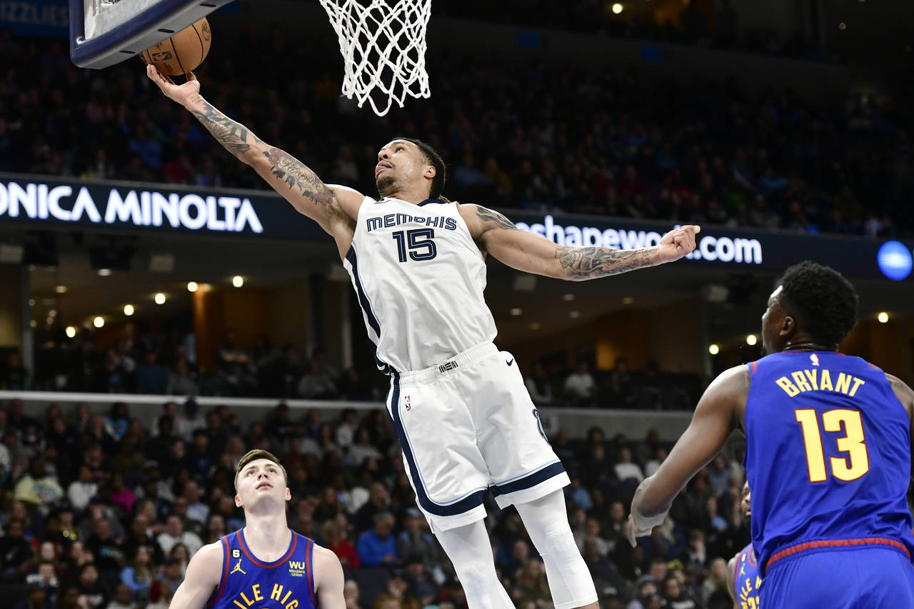 Memphis Grizzlies forward Brandon Clarke (15) shoots against the Denver Nuggets during the second h...