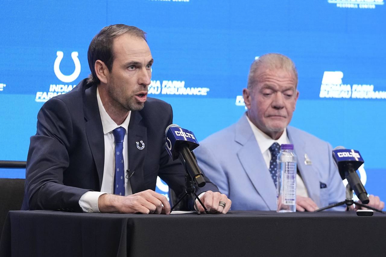 Shane Steichen speaks during a news conference, Tuesday, Feb. 14, 2023, in Indianapolis. Steichen w...