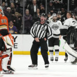 Kings overcome goalie's match penalty, beat rival Ducks 6-3