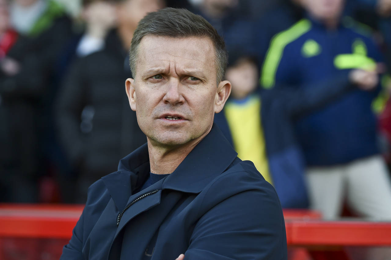 Leeds United's head coach Jesse Marsch looks on prior to the English Premier League soccer match be...